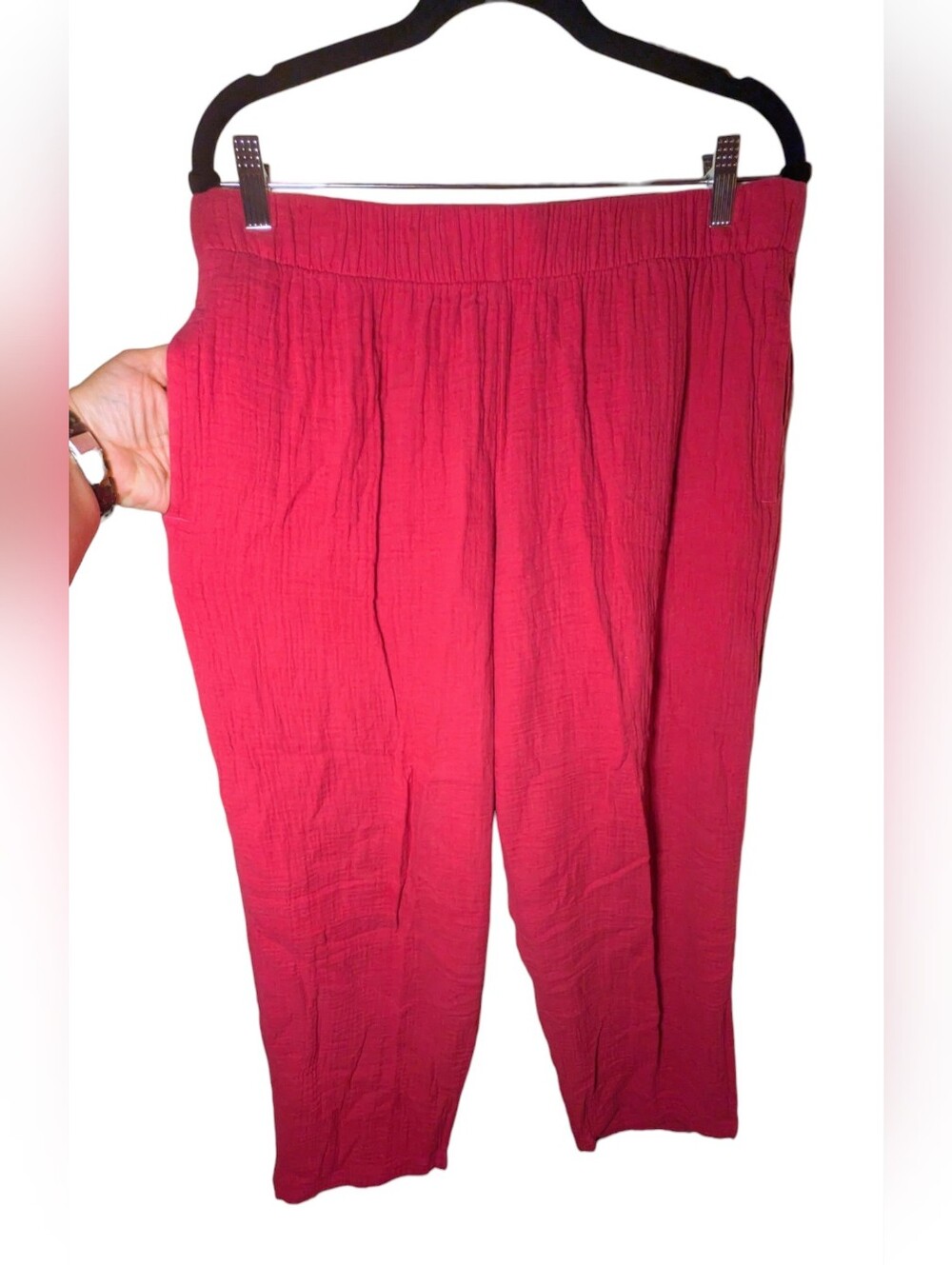 Coldwater Creek Cotton Gauze Pull On Pants Pink Fuchsia Pocket Size PL PetiteCh